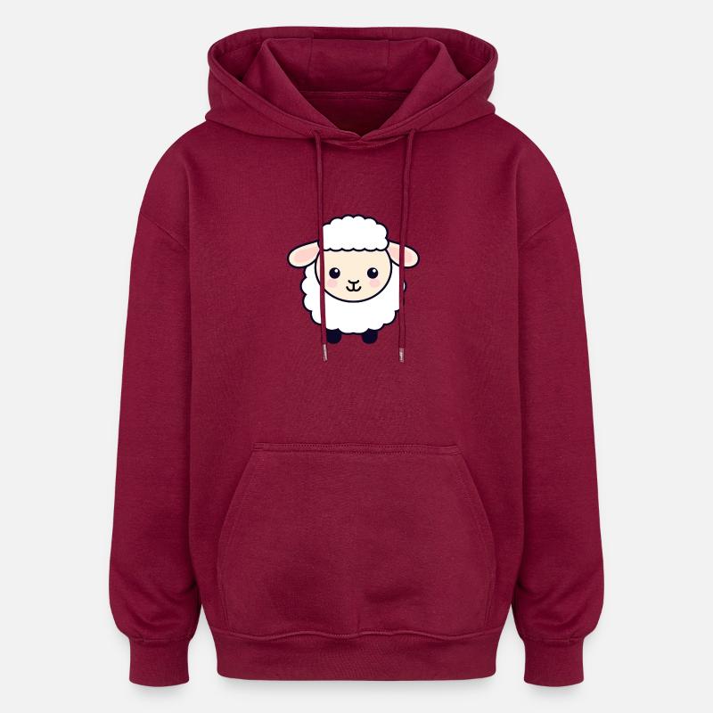 Mouton - Sweat à capuche oversize unisexe - bordeaux