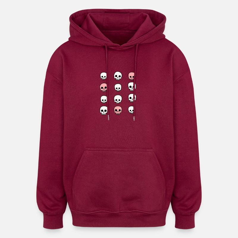 Crâne - Sweat à capuche oversize unisexe - bordeaux