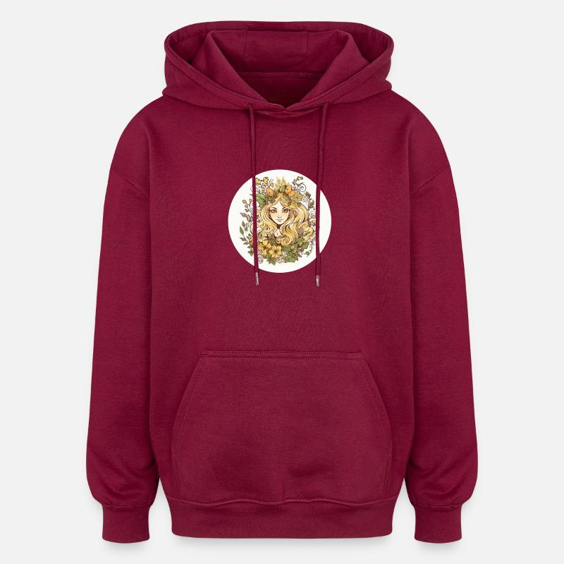 Waldfee - Oversized Unisex Hoodie - Burgunderrot