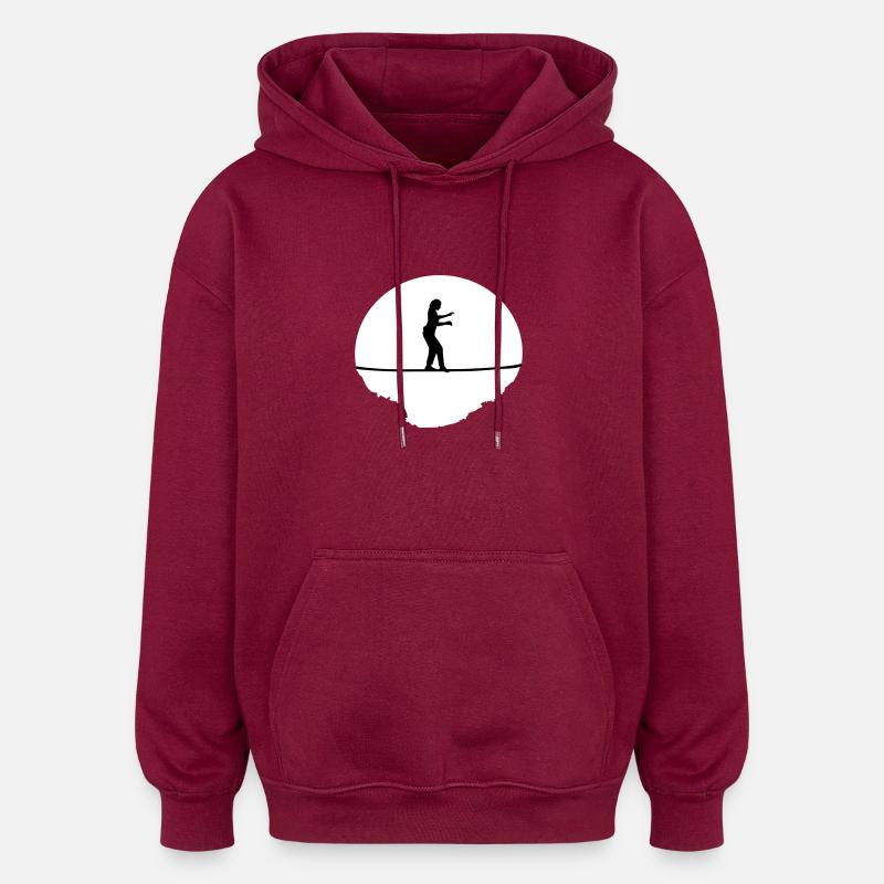 Slacklining Woman - Oversized Unisex Hoodie - burgundy