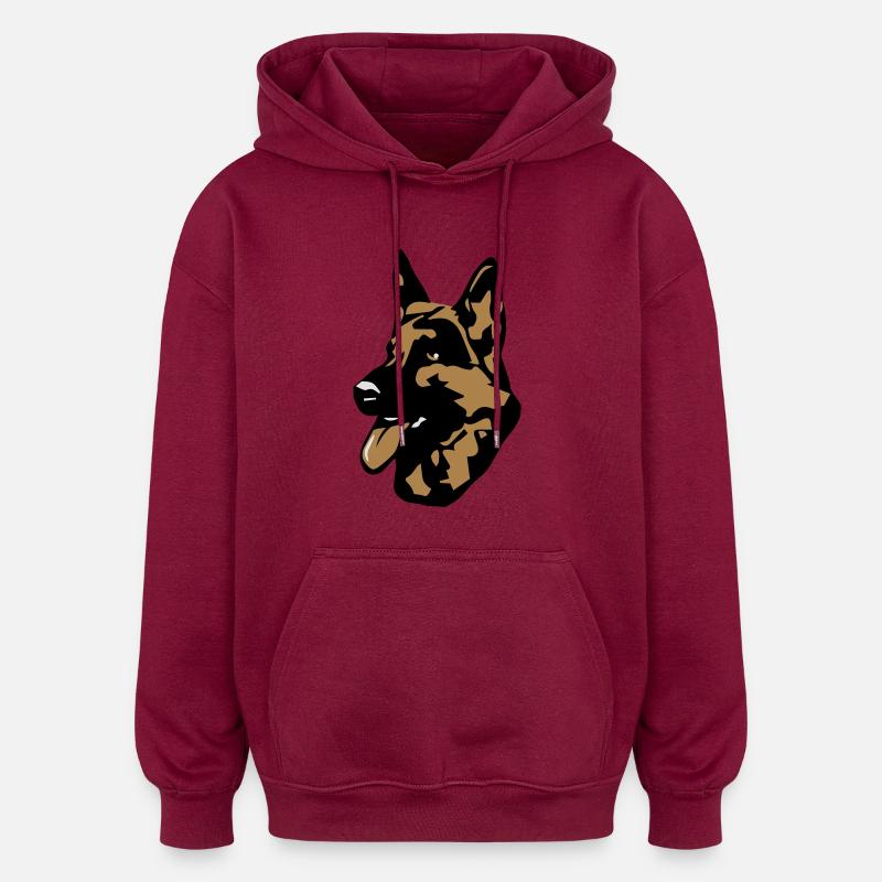 chien Dobermann - Sweat à capuche oversize unisexe - bordeaux