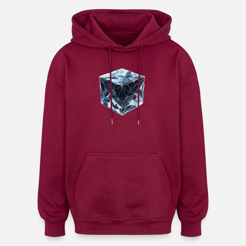 Un glaçon de style polygonal - Sweat à capuche oversize unisexe - bordeaux