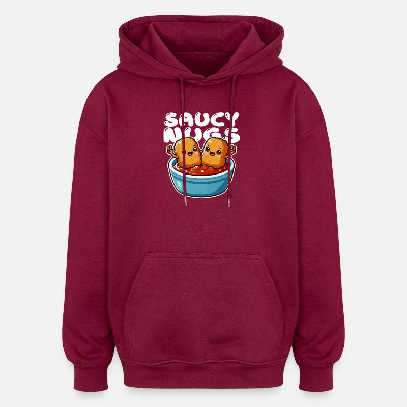 Nuggets Sauce Freude Karikatur - Oversized Unisex Hoodie - Burgunderrot
