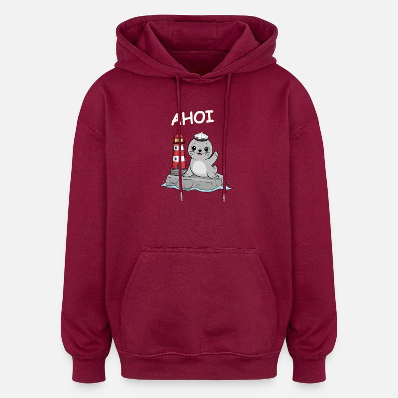 Scellez le bébé ahoy - Sweat à capuche oversize unisexe - bordeaux