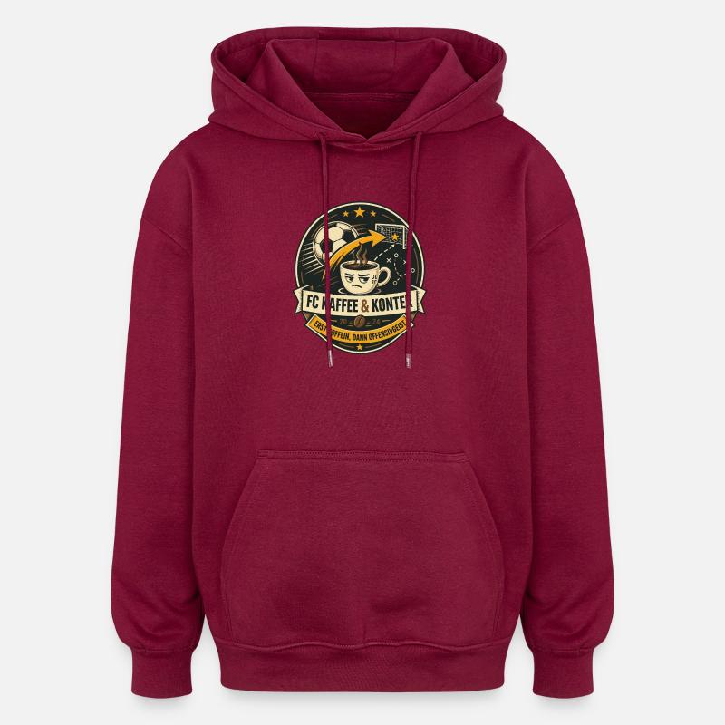 FC Kaffee & Konter - Oversized Unisex Hoodie - Burgunderrot
