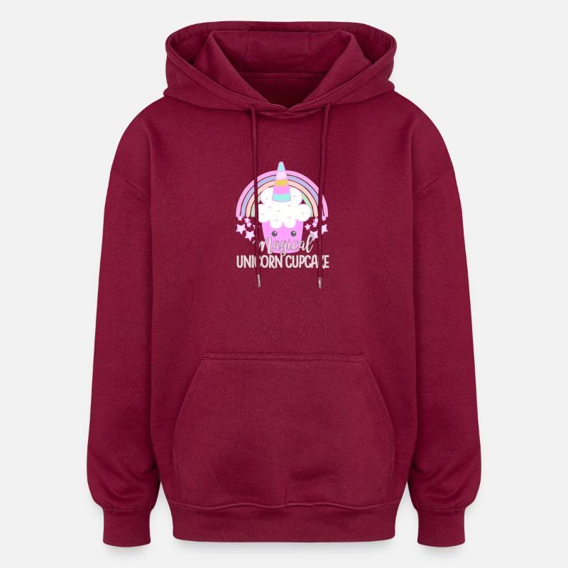 Einhorn-Cupcake - Oversized Unisex Hoodie - Burgunderrot