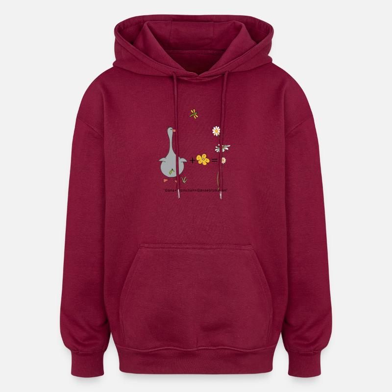 Gans und Blümchen gleich Gänseblümchen - Oversized Unisex Hoodie - Burgunderrot
