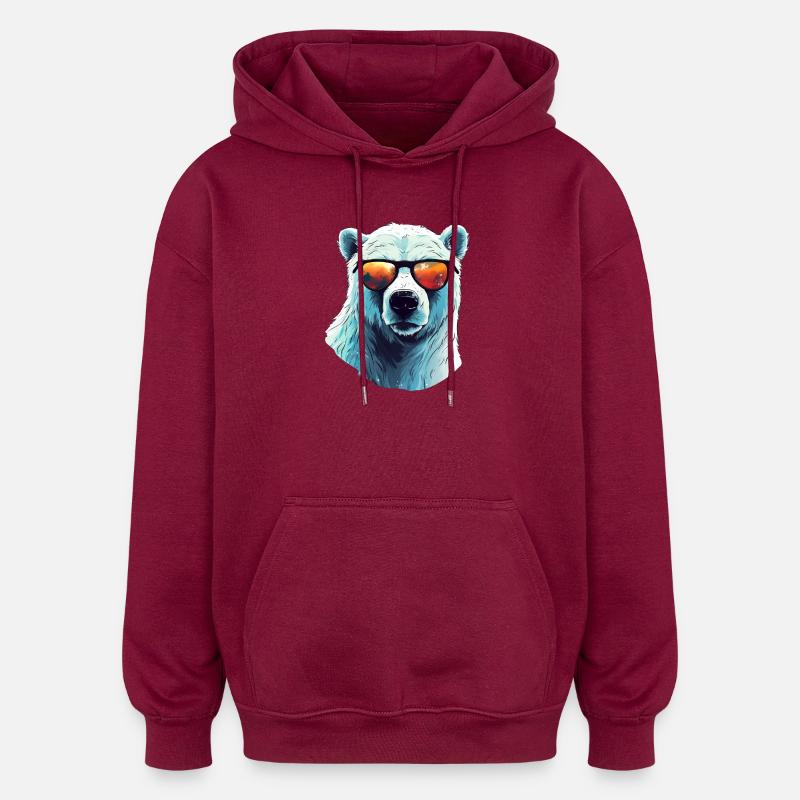 Cooler Eisbär mit Sonnenbrille - Oversized Unisex Hoodie - Burgunderrot