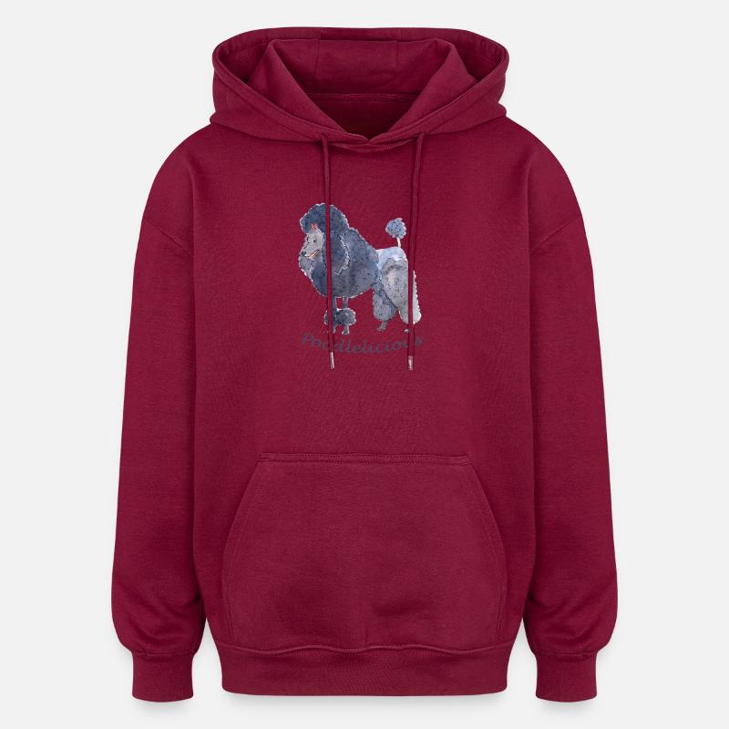 Caniche caniche Puddel - Sweat à capuche oversize unisexe - bordeaux