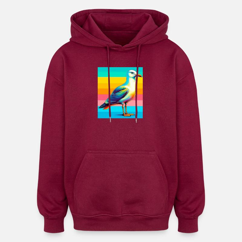 Möwe - Oversized Unisex Hoodie - Burgunderrot