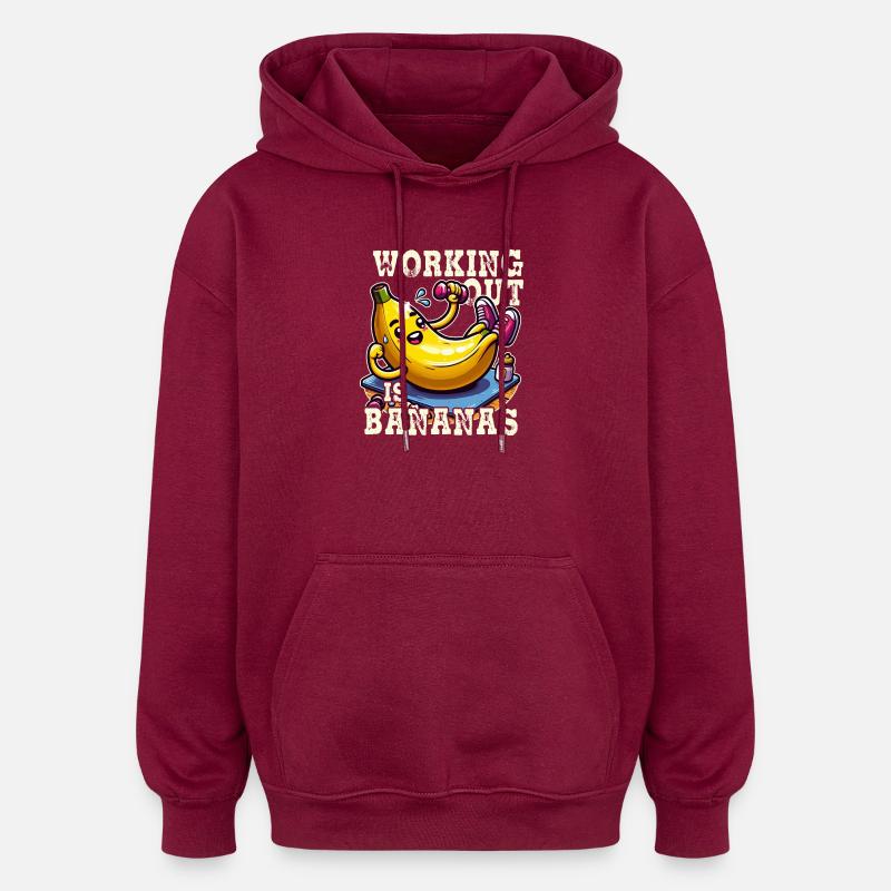 Banane Musclée: Entraînement Bananas - Sweat à capuche oversize unisexe - bordeaux