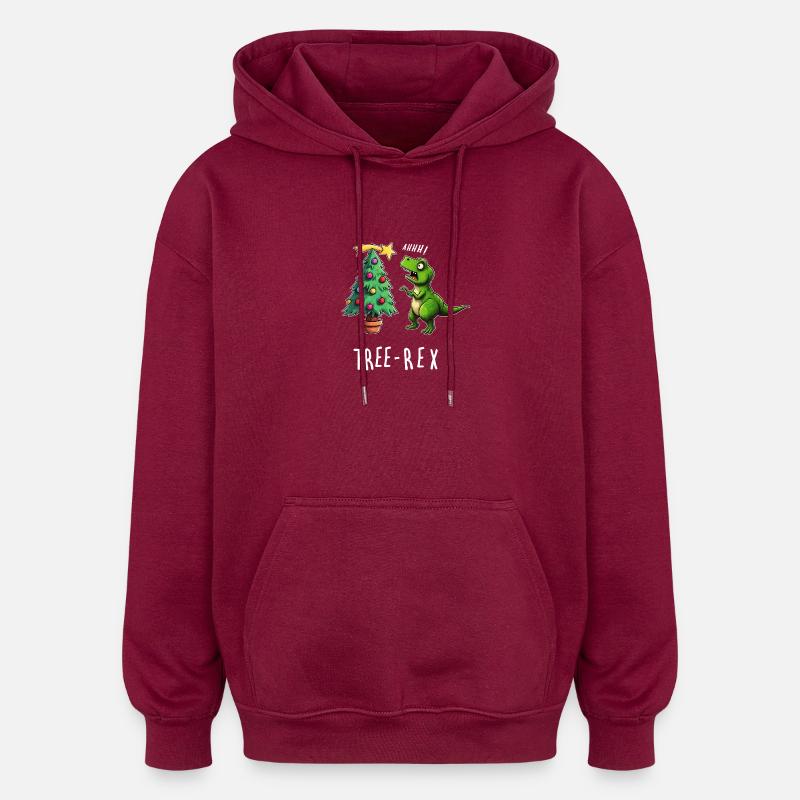 Baumrex Dino Christmas Fun - Oversized Unisex Hoodie - burgundy