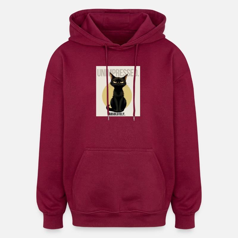 NOT TODAY Sarcastic Black Cat Design - Oversized Unisex Hoodie - Burgunderrot