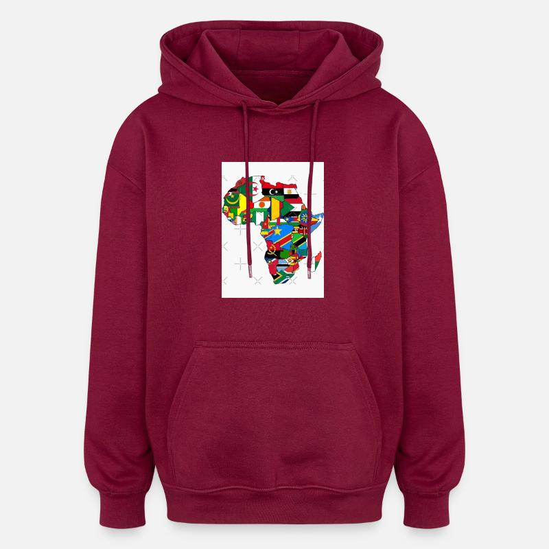 Mon Afrique - Sweat à capuche oversize unisexe - bordeaux