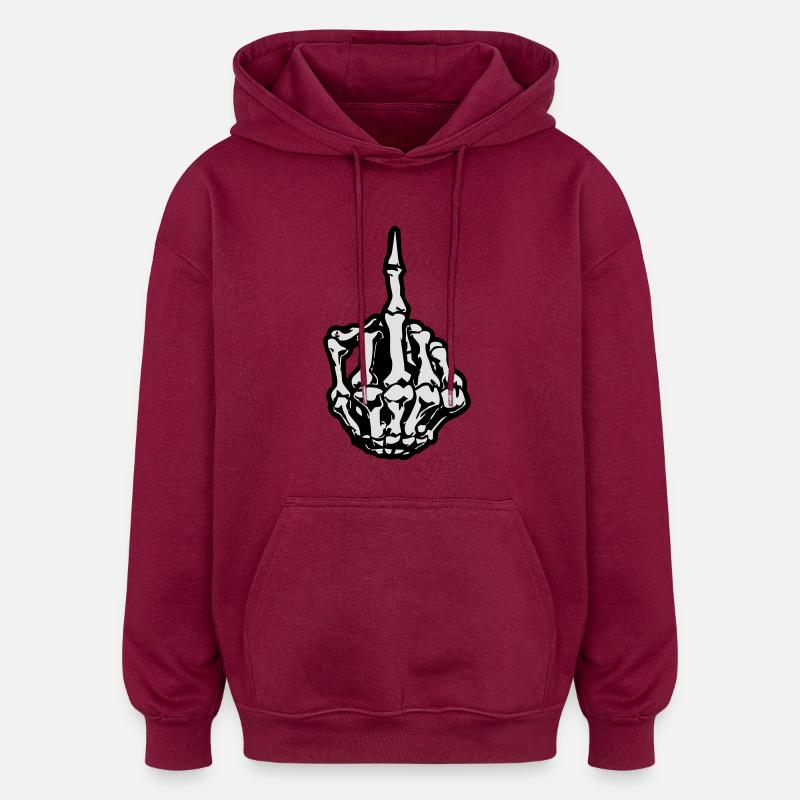 middlefinger_skull_02 - Oversized Unisex Hoodie - Burgunderrot