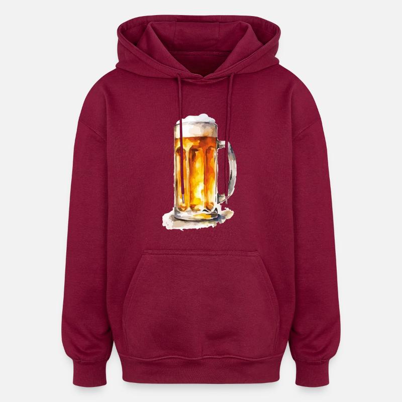 Bière 1 - Sweat à capuche oversize unisexe - bordeaux
