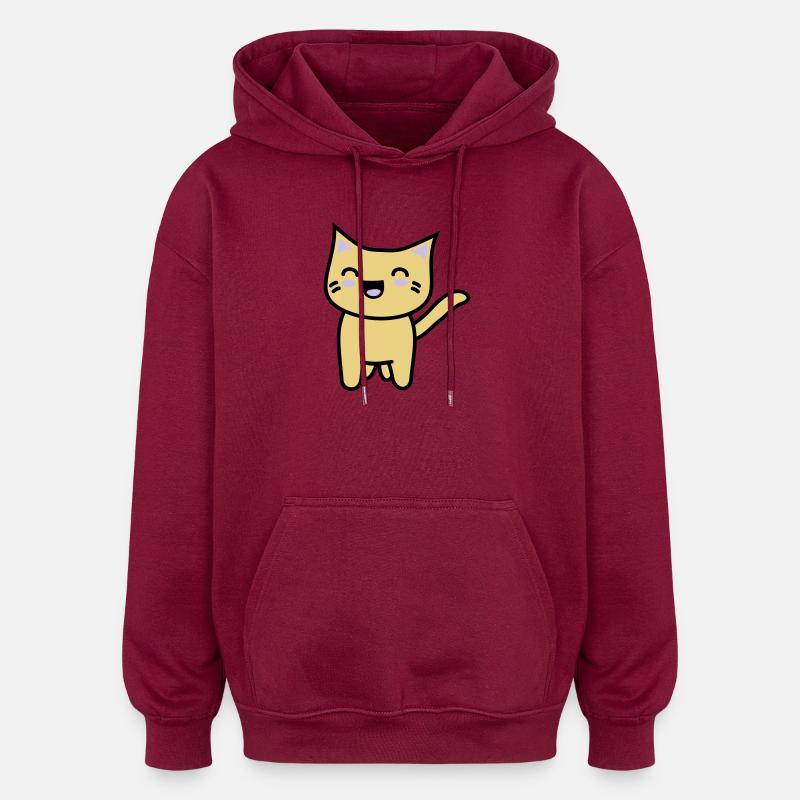 Kawaii Kitteh serait - Sweat à capuche oversize unisexe - bordeaux