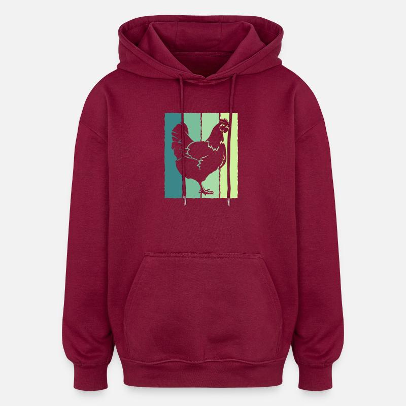 Huhn - Oversized Unisex Hoodie - Burgunderrot