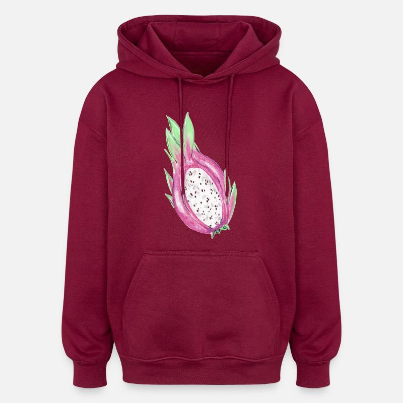 Fruit du dragon - Sweat à capuche oversize unisexe - bordeaux