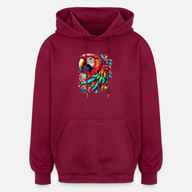 Perroquet - Sweat à capuche oversize unisexe - bordeaux