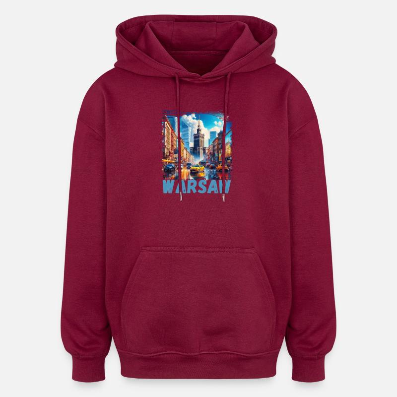 Varsovie - Sweat à capuche oversize unisexe - bordeaux