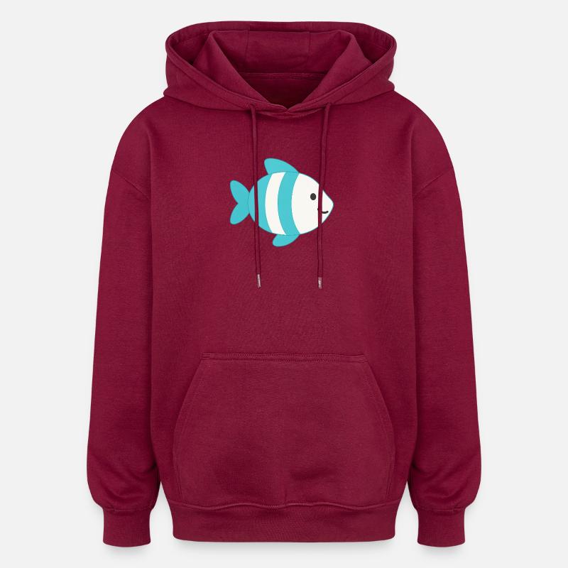 Poisson rayé - Sweat à capuche oversize unisexe - bordeaux