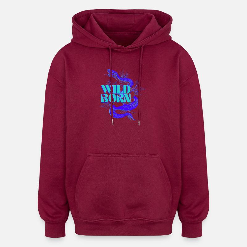 Vif serpent sauvage né Illustration - Sweat à capuche oversize unisexe - bordeaux