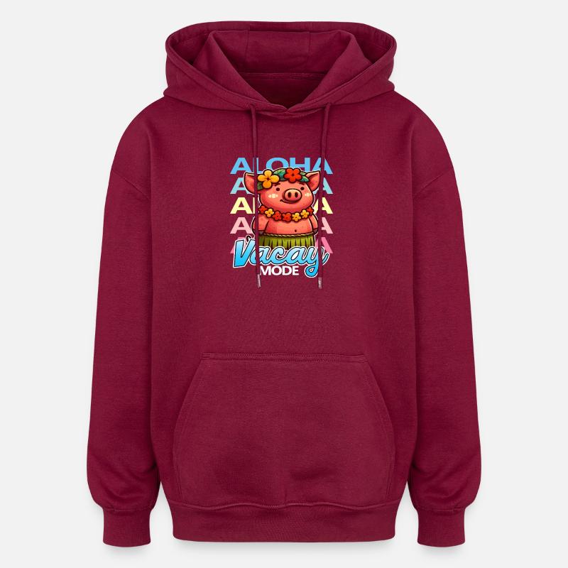 Aloha Vacay Schwein - Oversized Unisex Hoodie - Burgunderrot