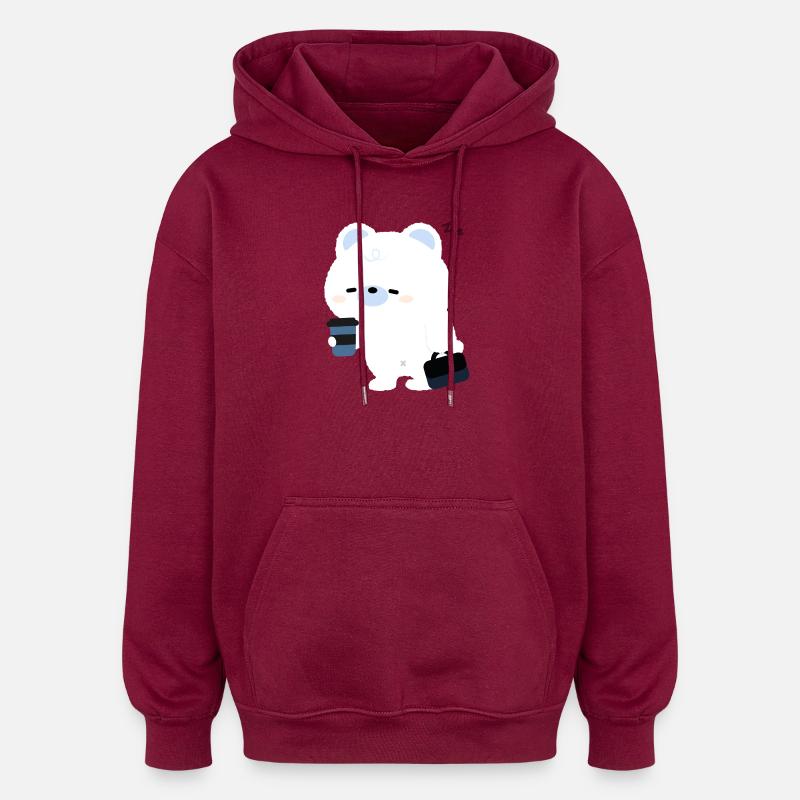 Eisbär-Kaffee - Oversized Unisex Hoodie - Burgunderrot