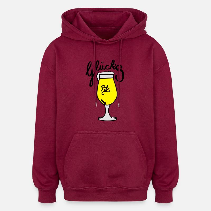 Glückspils - Oversized Unisex Hoodie - Burgunderrot