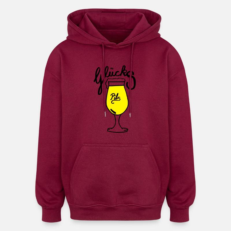 Glückspils - Oversized Unisex Hoodie - Burgunderrot