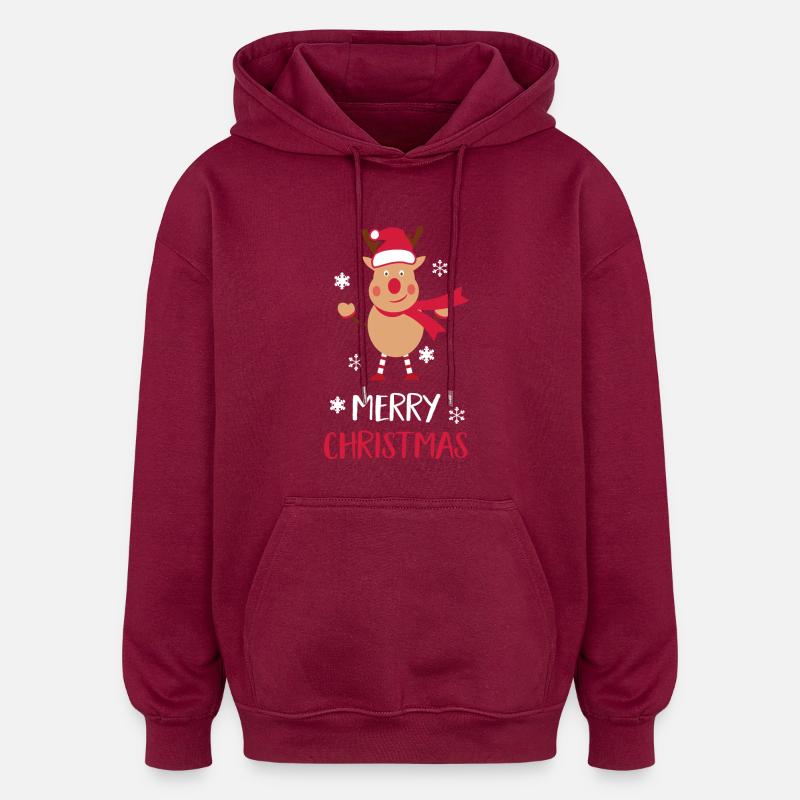 Joyeux Noël Orignal - Sweat à capuche oversize unisexe - bordeaux