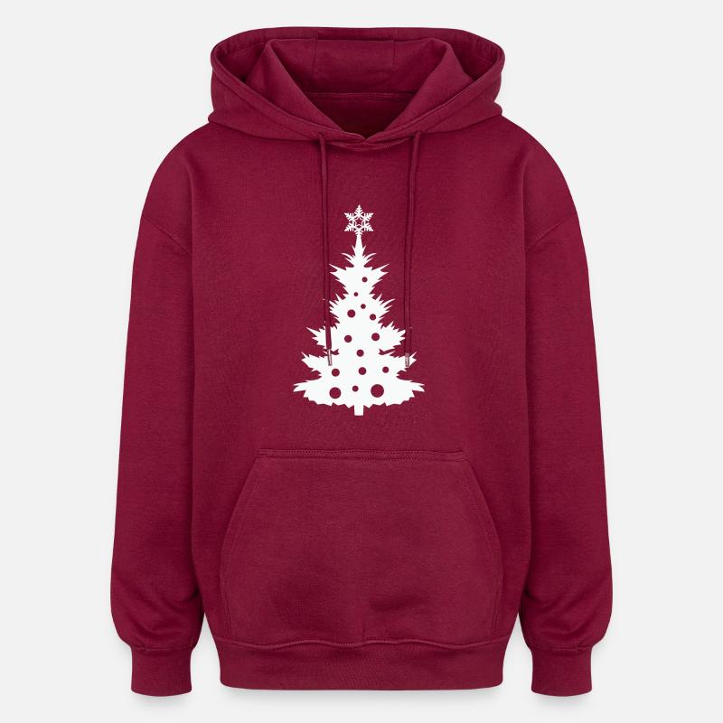 Arbre de Noël - Sweat à capuche oversize unisexe - bordeaux