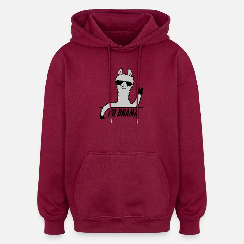 Pas de drame Lama - Sweat à capuche oversize unisexe - bordeaux