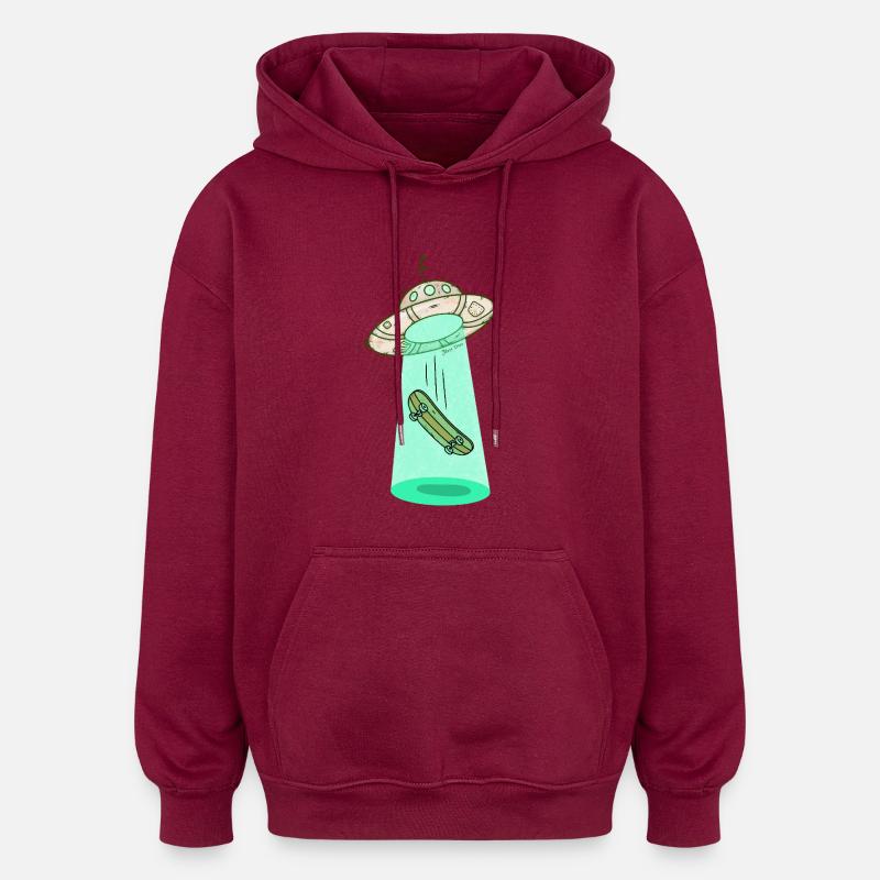 Faisceau de skateboard Ufo - Sweat à capuche oversize unisexe - bordeaux