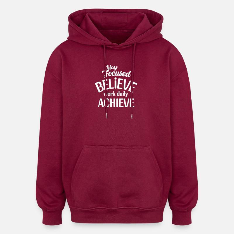 Focus et Croire pour Réaliser - Sweat à capuche oversize unisexe - bordeaux