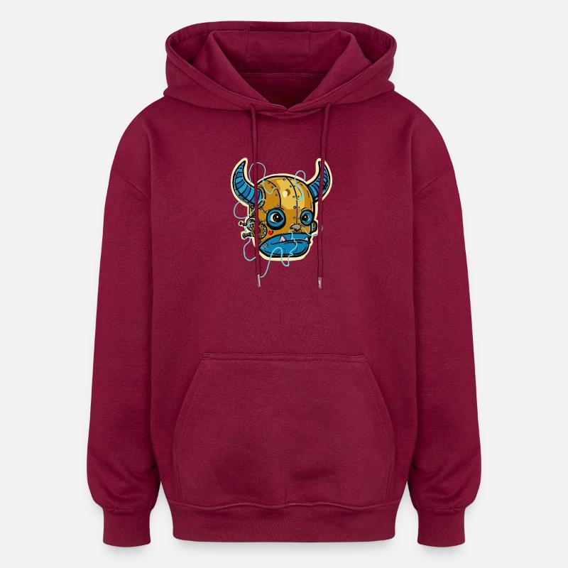 Taureau Steampunk Mécanique - Sweat à capuche oversize unisexe - bordeaux