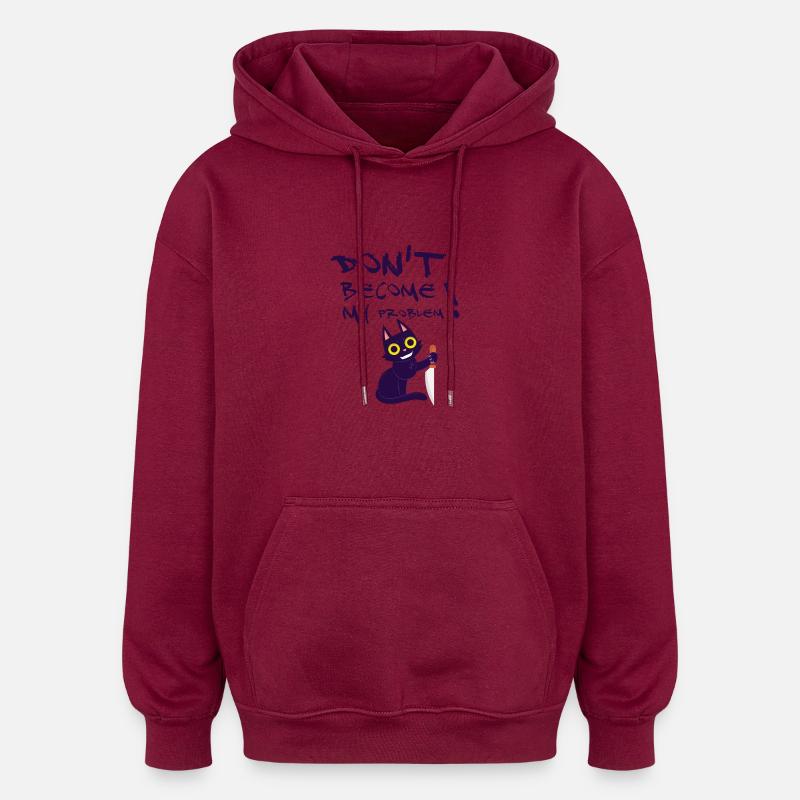 chat flippant - Sweat à capuche oversize unisexe - bordeaux