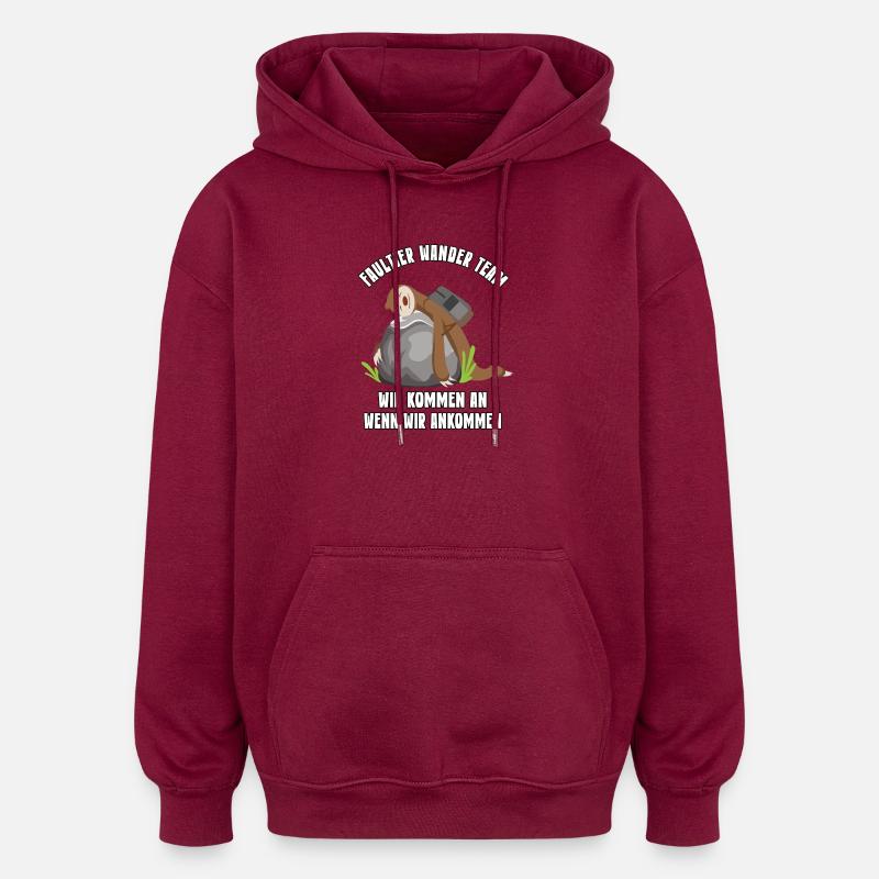 Wander Team Geschenk Bergsteiger Wanderung - Oversized Unisex Hoodie - Burgunderrot