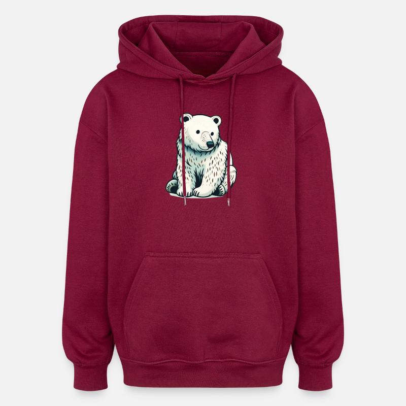 Eisbär - Oversized Unisex Hoodie - Burgunderrot