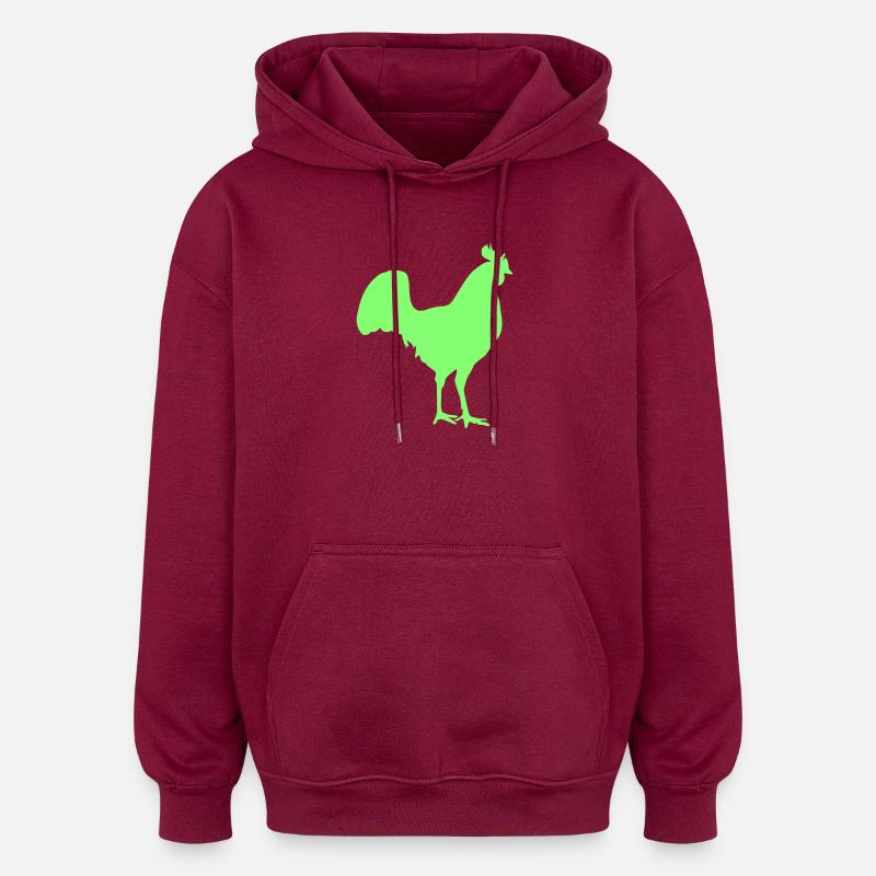 Silhouette du coq Hahn - Sweat à capuche oversize unisexe - bordeaux