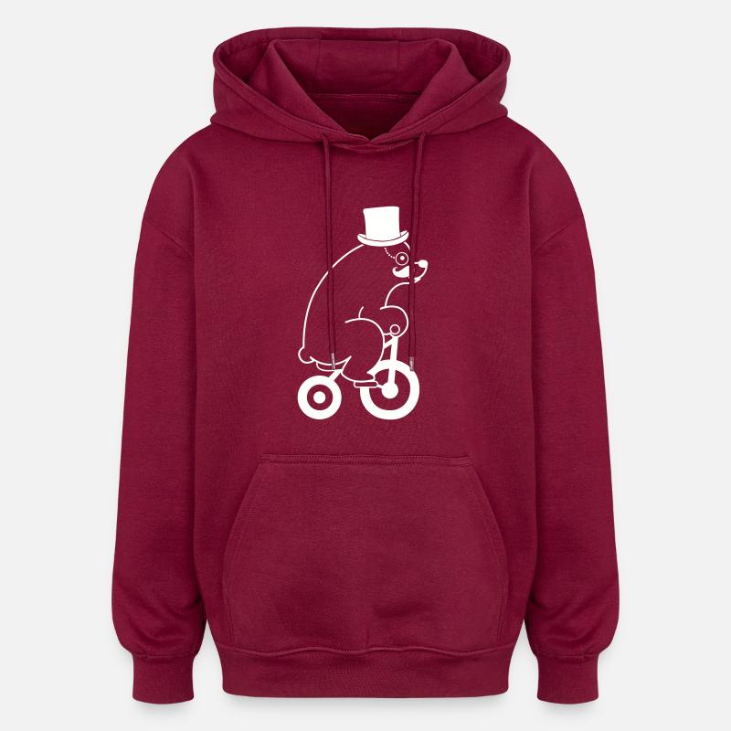 Ours blanc - Sweat à capuche oversize unisexe - bordeaux