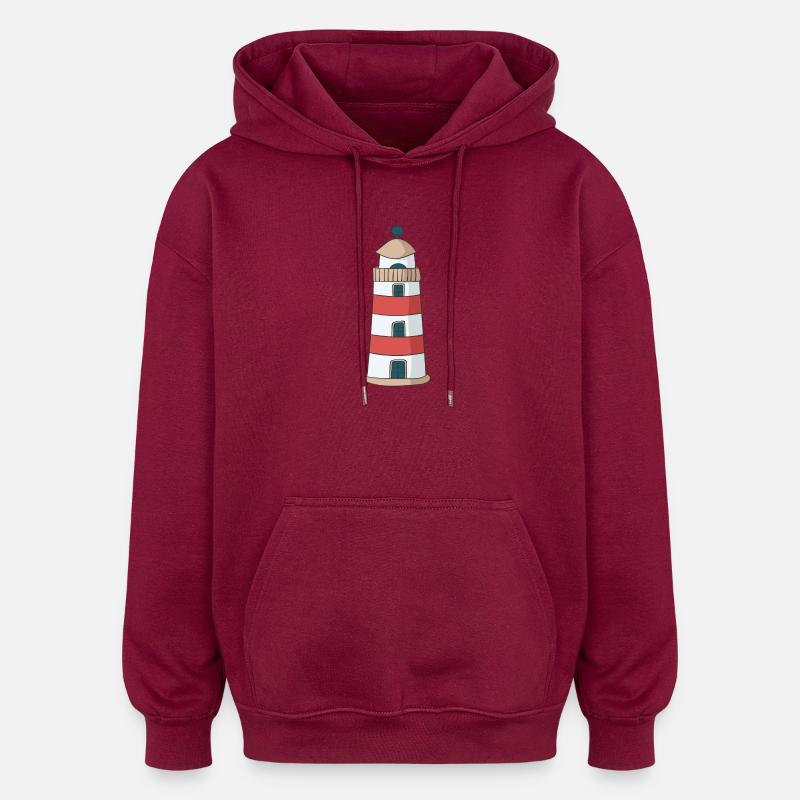 Leuchtturm - Oversized Unisex Hoodie - Burgunderrot