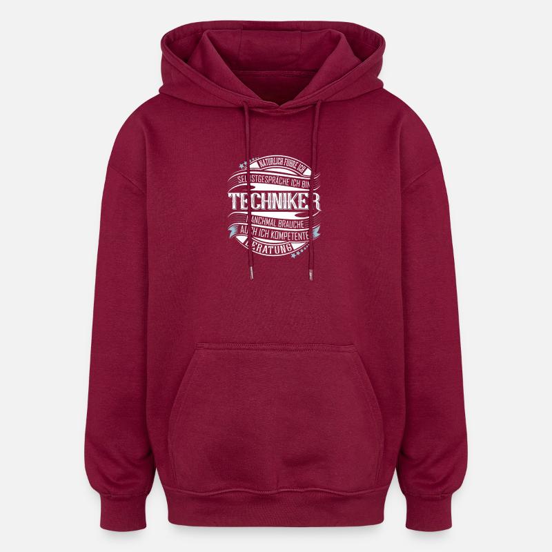 Techniker - Oversized Unisex Hoodie - Burgunderrot