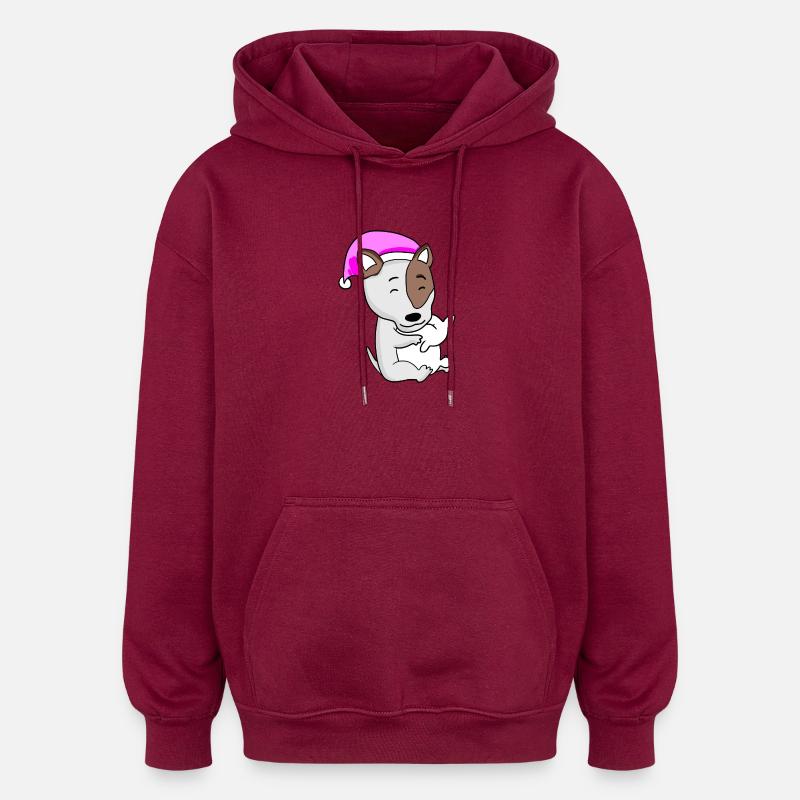 Hund Hunderasse Bullterrier - Oversized Unisex Hoodie - Burgunderrot