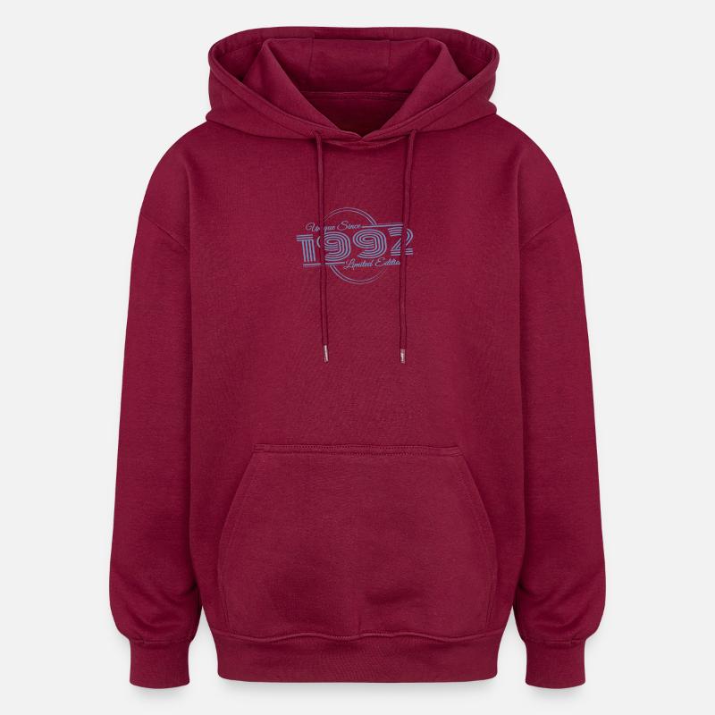 Einzigartig seit 1992 Retro Sprüche  - Oversized Unisex Hoodie - Burgunderrot