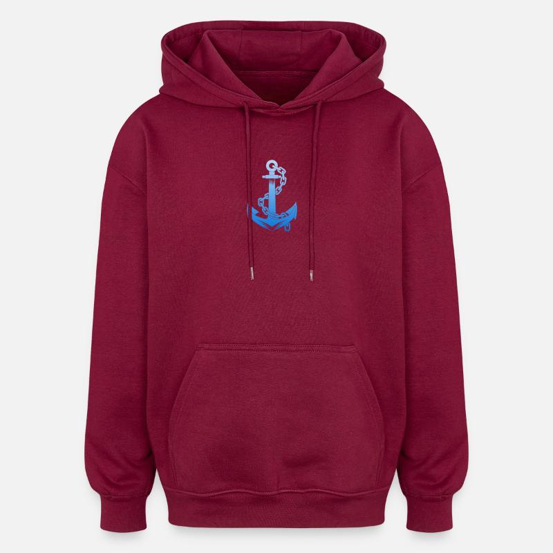 Saillier d’ancre Sailboat Design - Sweat à capuche oversize unisexe - bordeaux