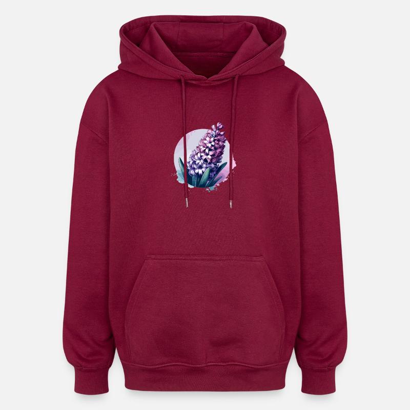 Jacinthe dessinée - Sweat à capuche oversize unisexe - bordeaux