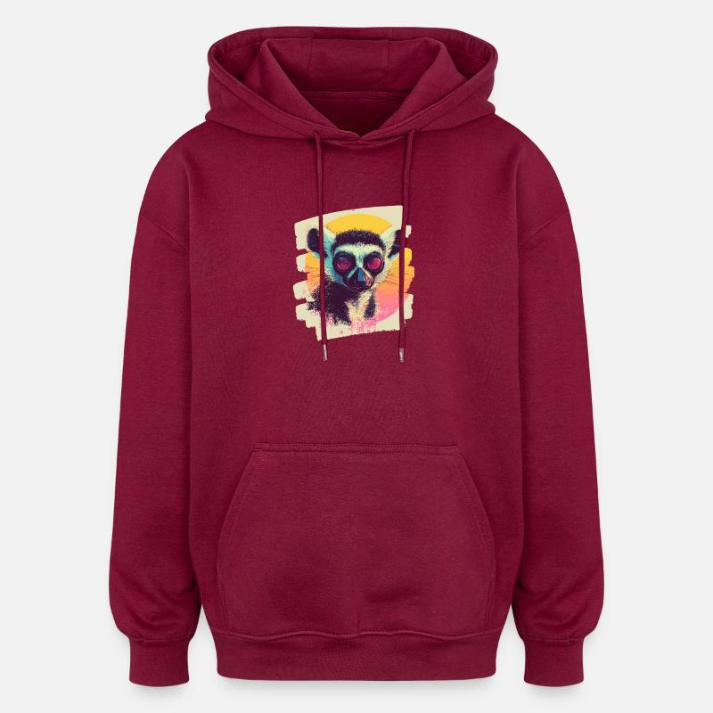 Lémurien - Sweat à capuche oversize unisexe - bordeaux