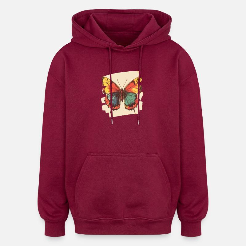Papillon - Sweat à capuche oversize unisexe - bordeaux